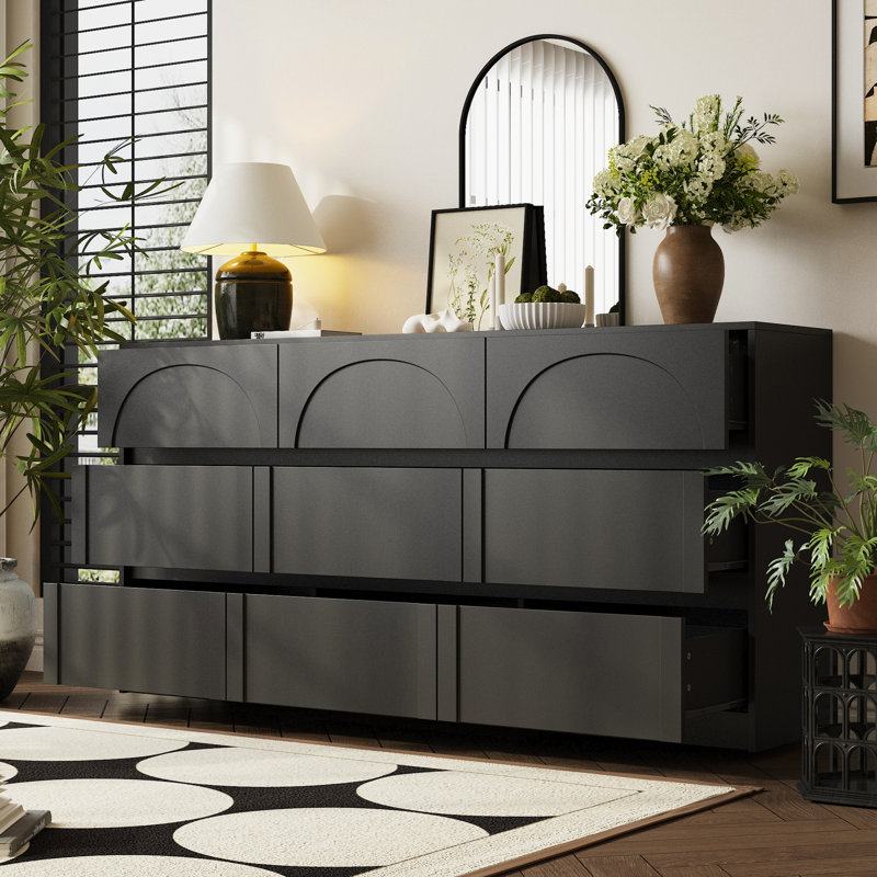 9 Drawer Dresser, Black