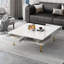 Table basse exquise à haute brillance avec 4 pieds et 2 petits tiroirs, table centrale carrée à 2 niveaux pour le salon-2015236413