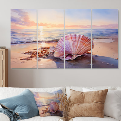 Ensemble de 4 décorations murales Coastal Treasures Sunset Seashell II - Plage côtière