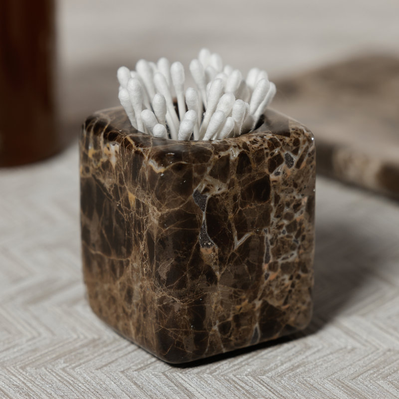 Marble Bathroom Vanity Jar, Dark Brown Marrón Emperador