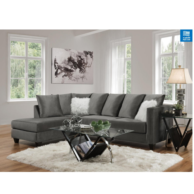 Almondsbury 2-Piece Upholstered Sectional, Gray Polyester Blend