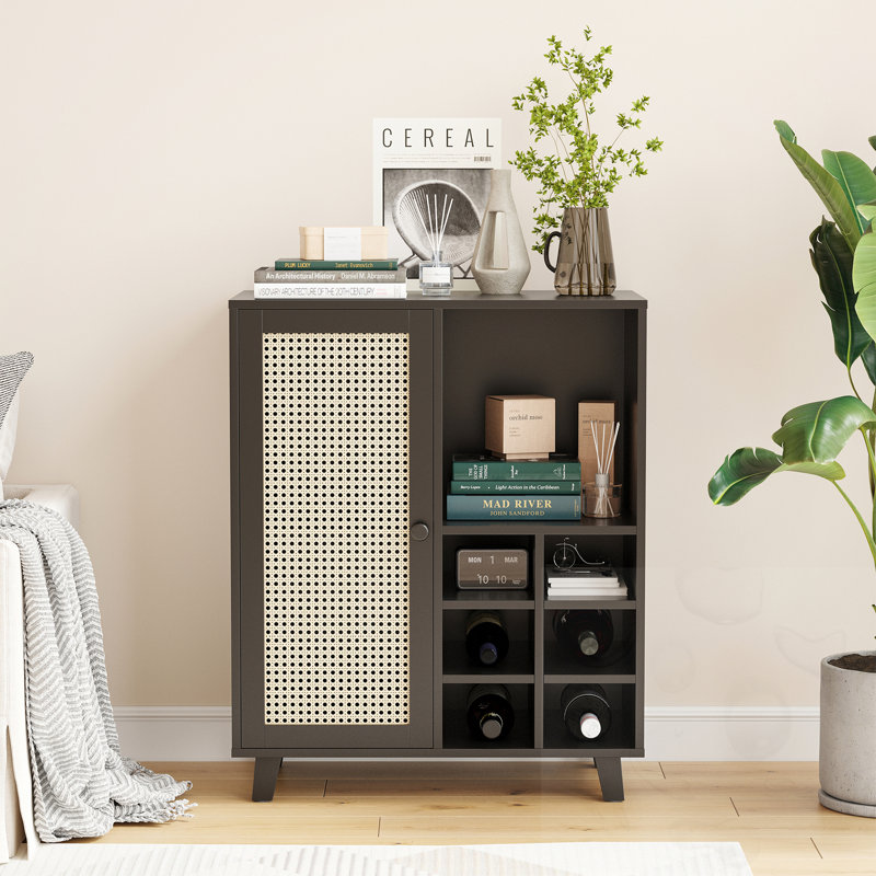 Armoire à vin avec porte-bouteilles et rangement, Noir