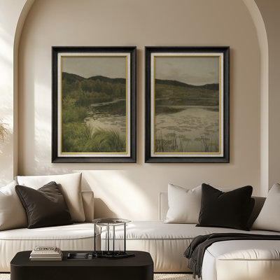 Ensemble de 2 œuvres d'art encadrées de qualité supérieure sur toile de qualité supérieure avec cadre de 26 po x 36 po
