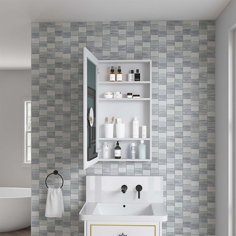 Armoire à pharmacie haute définition à bords biseautés sans cadre avec rangement spacieux et charnières à fermeture douce, idéale pour les salles de bain modernes