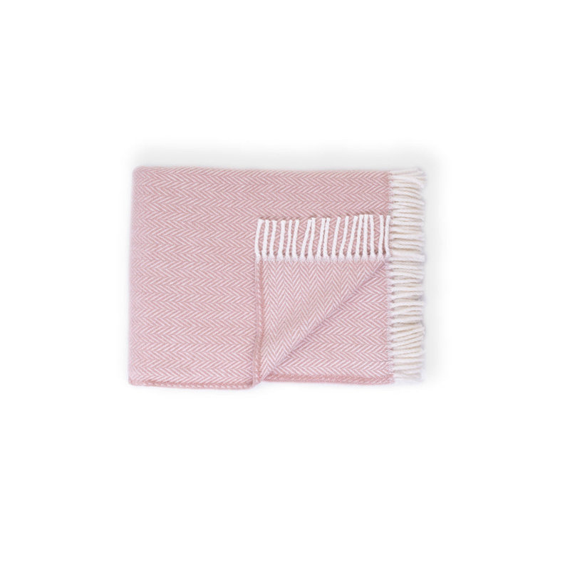  Soft Acrylic Herringbone Throw Blanket, 55" L x 70" W, Pink Herringbone