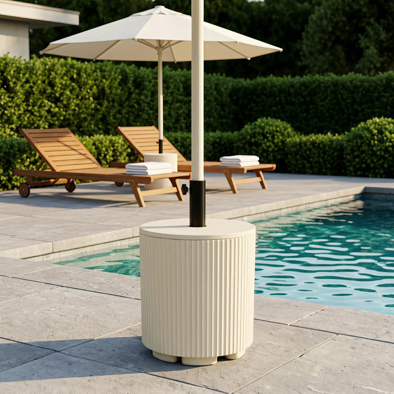 Base de parasol de table d'extérieur Acker, Beige, H 16,7 po x l 14,8 po x P 14,8 po