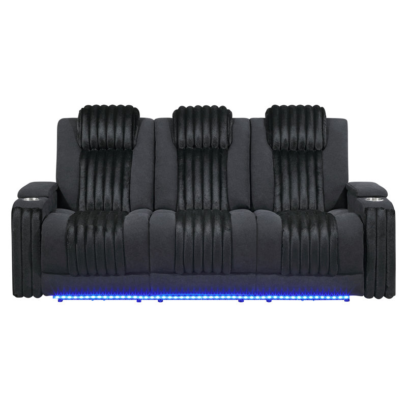 Canapé inclinable électrique noir avec appui-tête Duran, Noir