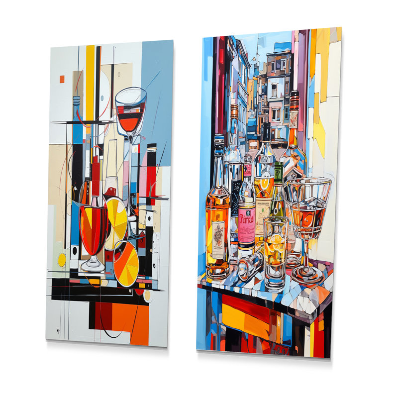 Abstrait «Popart Charm» - ensemble de 2 impressions à liqueur en métal, H 32 po x l 32 po