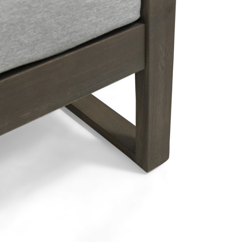 Fauteuil d'appoint gris confortable, structure en bois d'acacia, design rustique moderne pour la maison