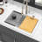 White Workstation 30X22" Kitchen Sink Drop - In, Granite Composite, Non Scratch, Quiet Operation, Reduces Dirt, Package With Bottom Grid And Cutting Board , Colander Installation Clips
