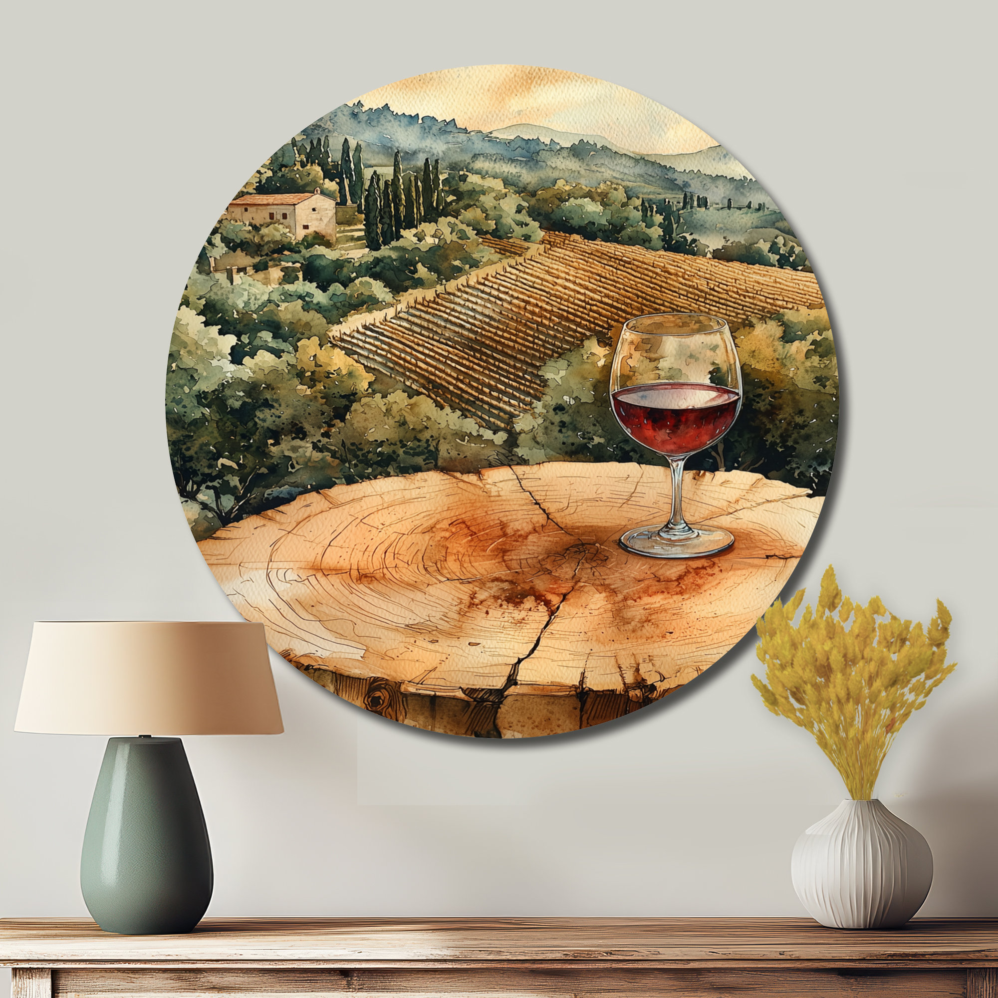 Millwood Pines Vineyard With Glass Of Wine In Bordeau Landscape ...
