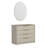 Modern Dresser with Mirror Set, Stone Color, 39.4 x 33.5 x 17.7 inches | 100% Melamine Coated Particle Board, Thickness: 0.7 inches | Numerous Shelves for Storage | Elegant Design for Bedroom & Living Room