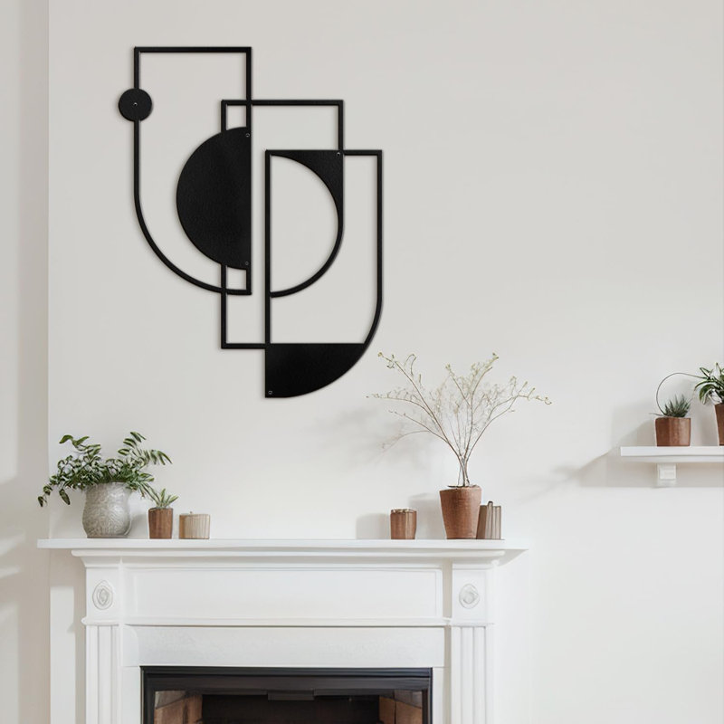 Décoration murale en métal, H 24 po x l 12 po x P 0,05 po, Noir