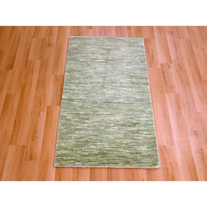 Tapis vert pur en laine nouée à la main 2 pi x 3 pi D16DCCB35E2E474FAC52A52B41583FD0