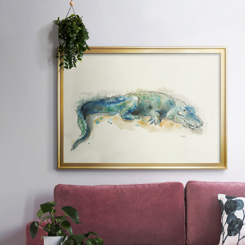 Alligator, Toile avec cadre flottant or, H 14 po x l 20 po x P 1,5 po
