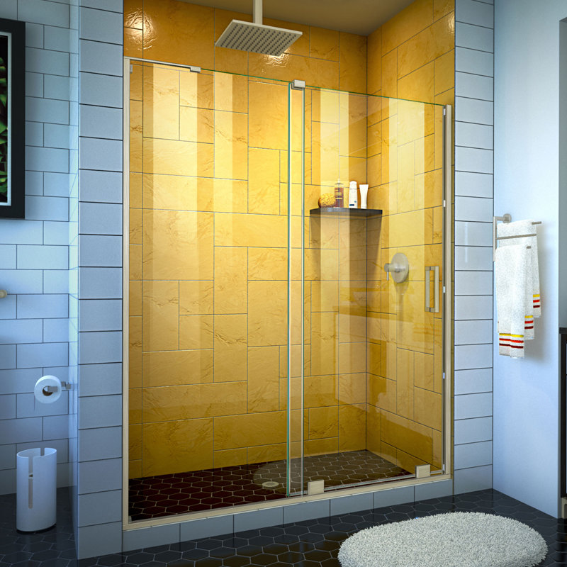 Mirage-Z 56" W x 72" H Single Sliding Frameless Shower Door, Brushed Nickel