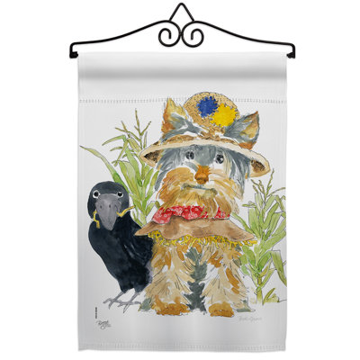 Coussin en polyester 2 faces 19 x 13 po yorkshire scarecrow ensemble de drapeaux