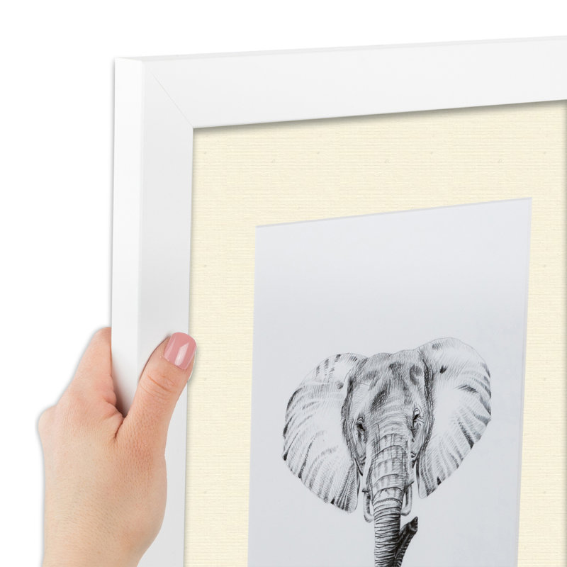 12x14 Satin White Matted Picture Frame with Ivory Mat