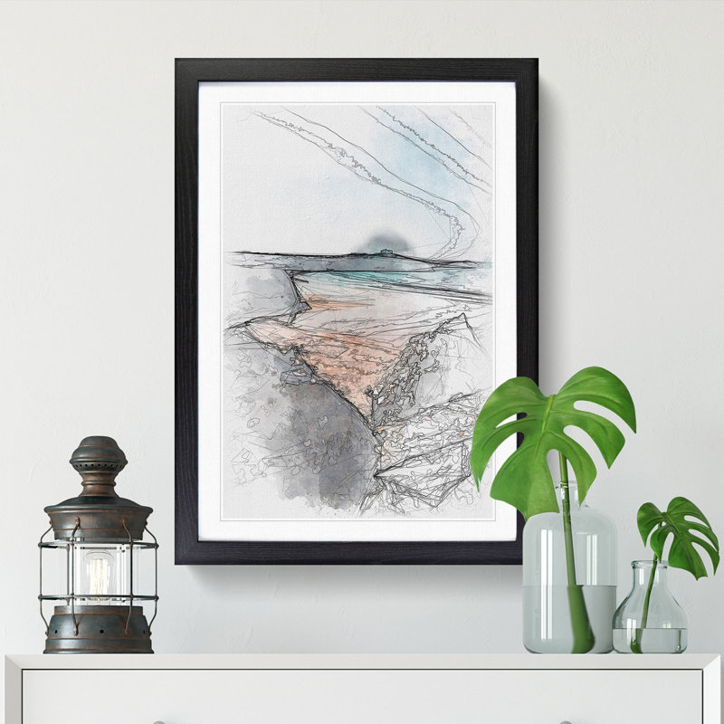 Tolcarne Beach in Newquay - Picture Frame Painting Print, Black Framed, 33cm H x 24cm W x 2cm D