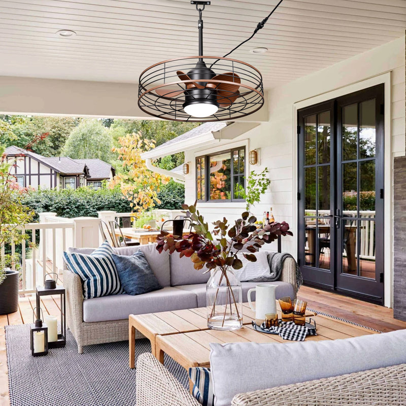 24" Wet Rated Outdoor Ceiling Fan with Lights and Remote Control, Plug-in, Waterproof IP44, Dimmable Ceiling Fan for Patio, Porch and Gazebo