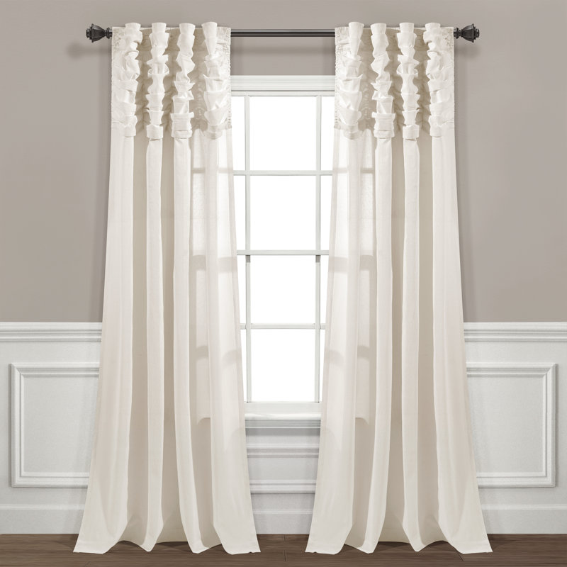 Cotton Blend Semi Sheer Curtain Single Panel, Light Linen