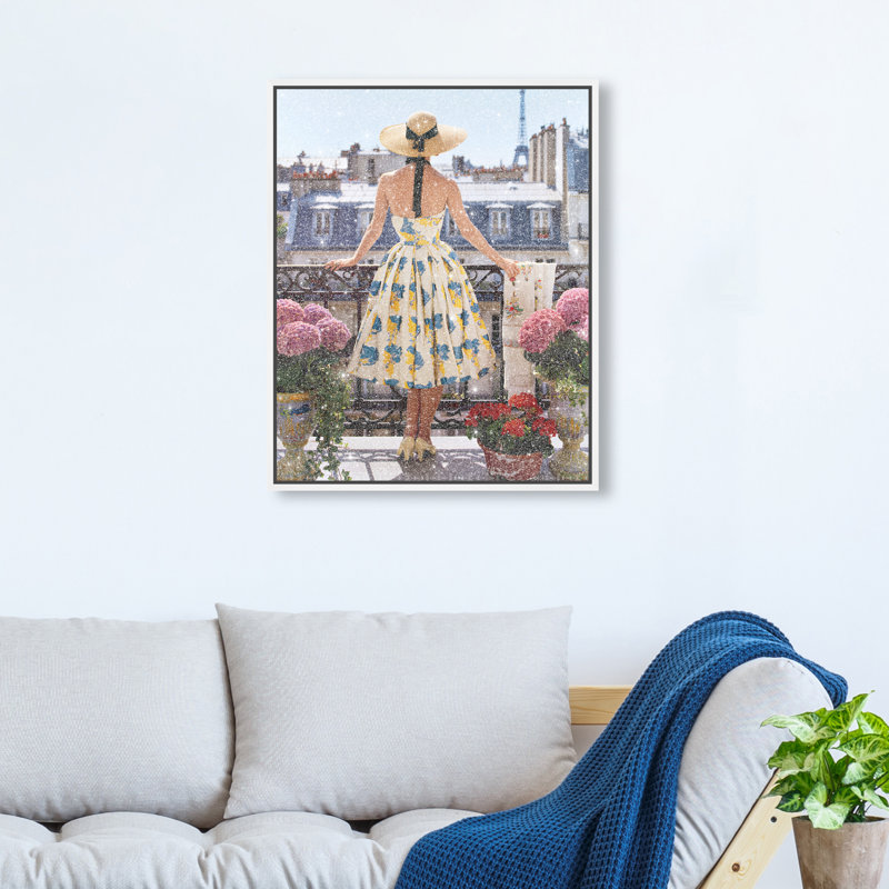Paris Balcony Print by Oliver Gal, 17"H x 21"W, Silver Floater Frame