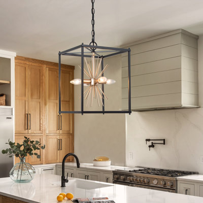 Luminaire suspendu carré / rectangulaire à 4 lumières Modern Farmhouse