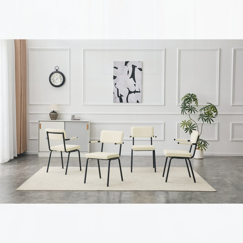 Ensemble de 4 chaises de salle à manger rembourrées avec pieds en métal, 4