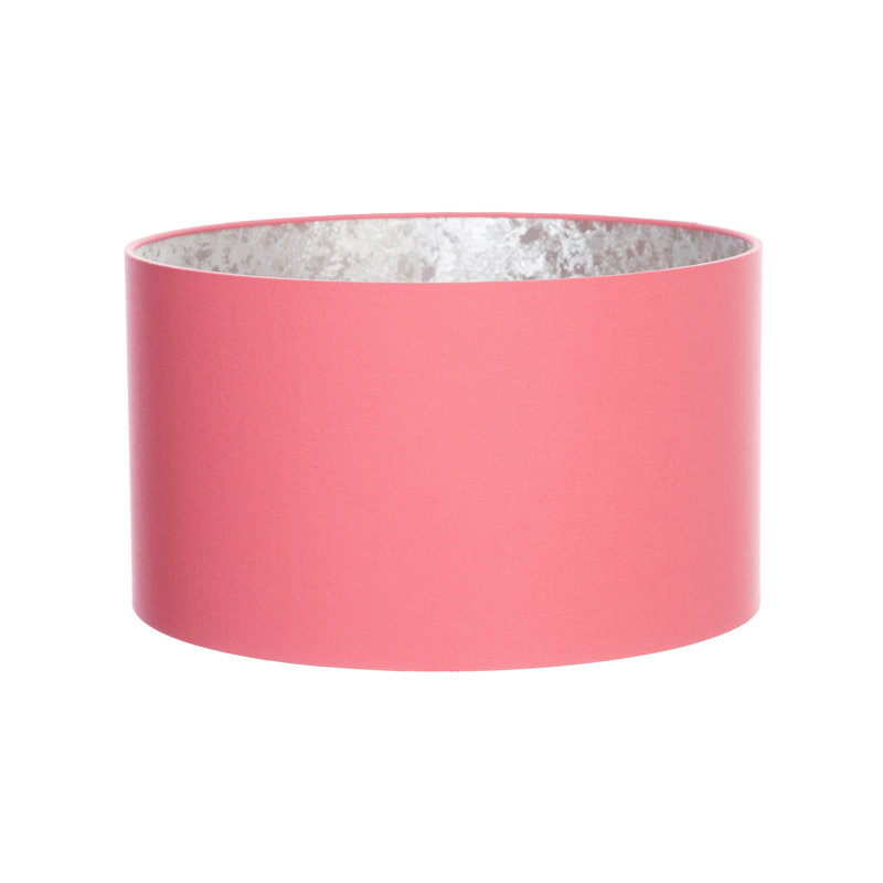 Cotton Drum Lamp Shade ( Screw On ), Blush Pink/Silver, 20cm H x 35cm W x 35cm D