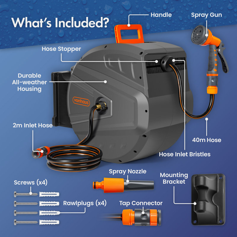 Plastic Wall Hose Reel, 40 m