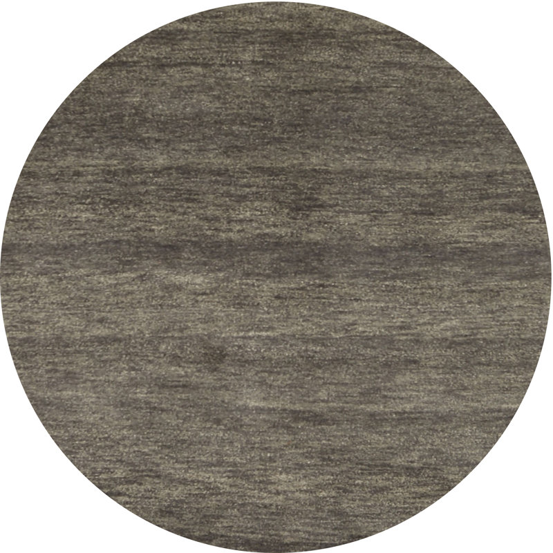 Tapis contemporain gris foncé, Rond 3 pi