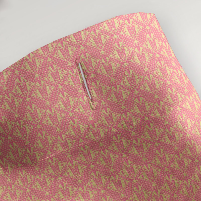 Rideau simple art déco, Rose / rayure jaune 2