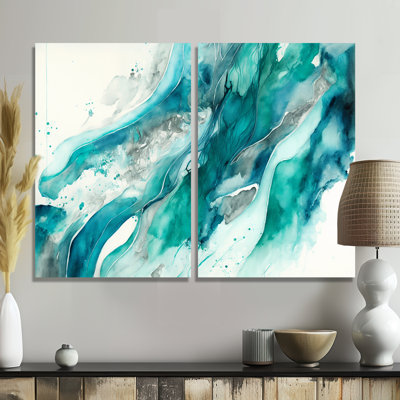 Turquoise Waves In Paradise I - décoration murale moderne verte
