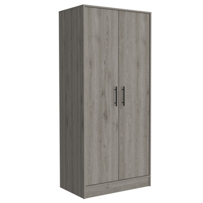 Armoire Ambery 180, deux tablettes, porte double, tringle en métal, un tiroir