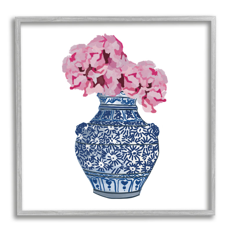 «Ikebana Modern Modern Arrangement Ornate Blue Vase» par Amelia Noyes, impression sur toile, H 12 po x l 12 po x P 1,5 po