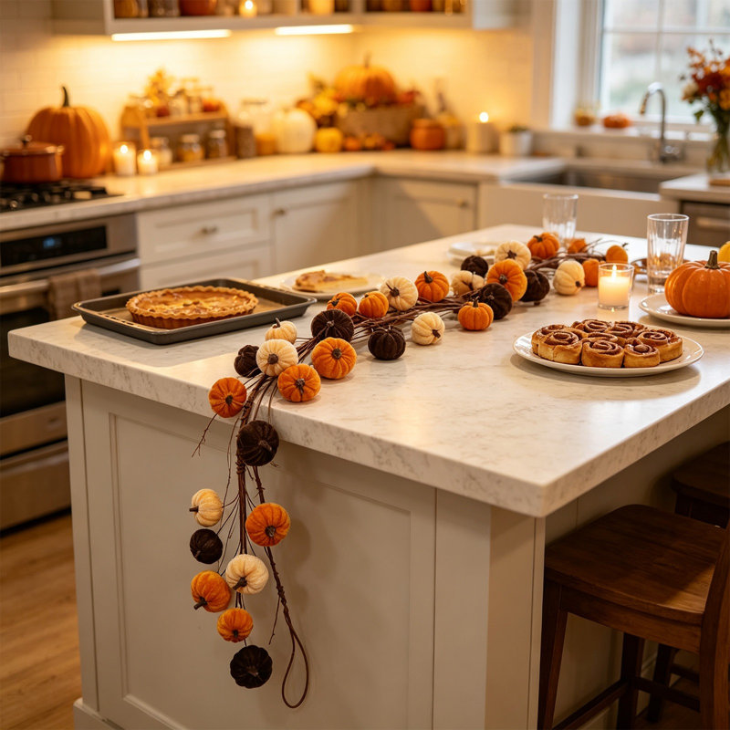 Décoration d'Halloween en rotin artificiel avec citrouille, décoration de table pour le foyer et la fête de l'Action de grâce