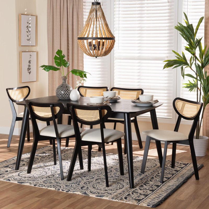 Charnese Dining Set, Black, Cream/Black