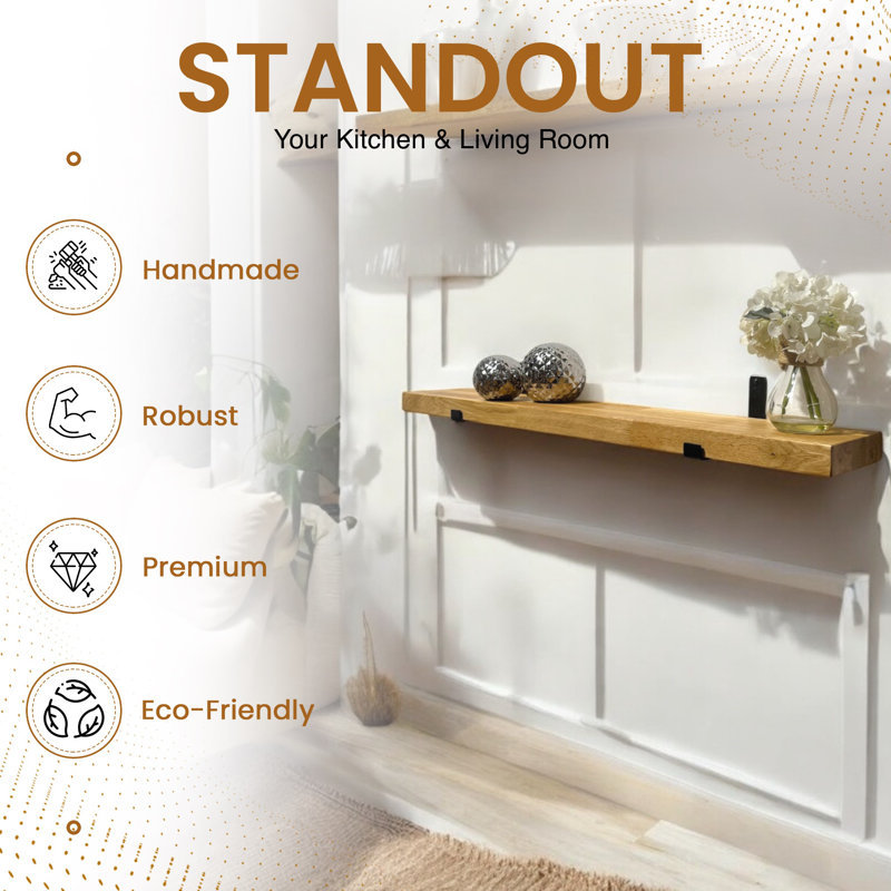Wood Radiator Shelf with Reclaimed Wood, 4cm H x 140cm W x 14.5cm D