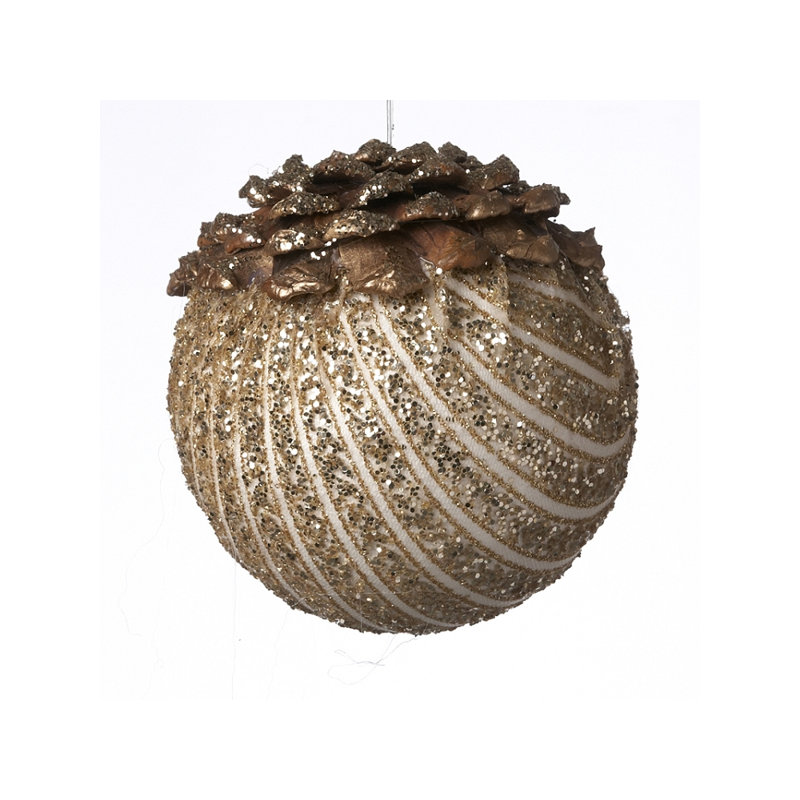 Ornement boule paillettes, H 5 po x l 5 po x P 5 po, Argent