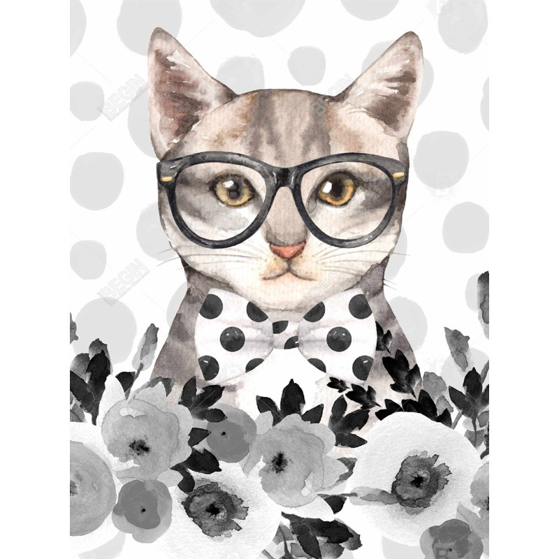 Geek cat - White Framed Canvas for Stylish Home Decor