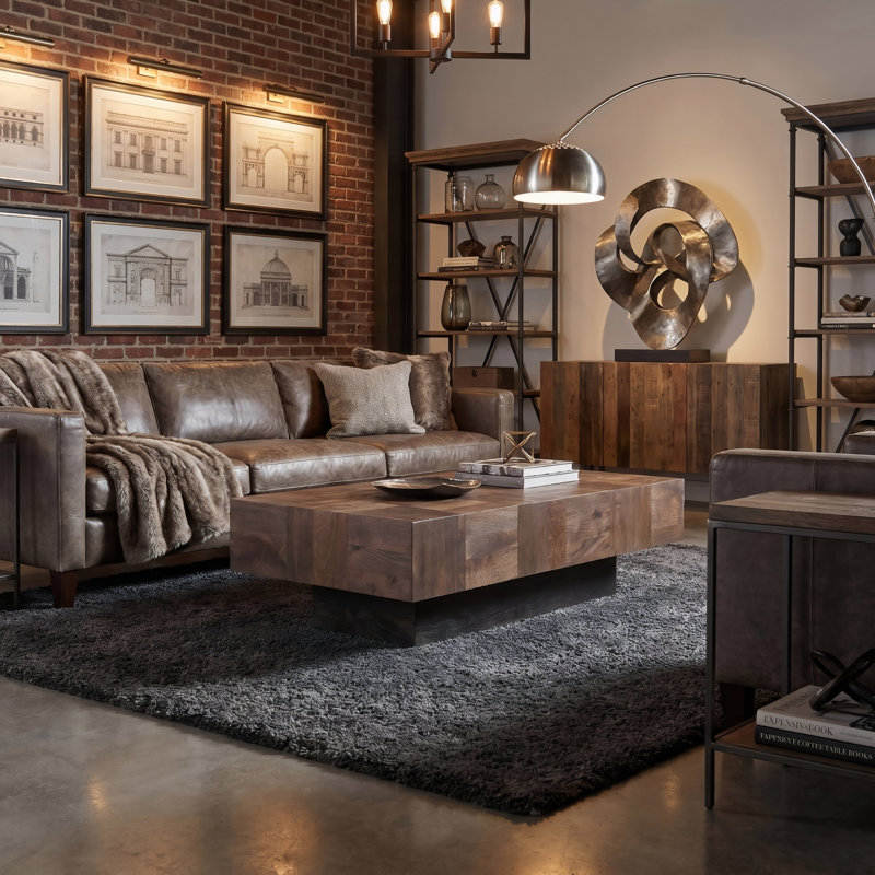 Camari Solid Wood Pedestal Coffee Table, Walnut