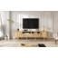Meuble télé Zarae Modern Coastal avec tiroirs en rotin, portes coulissantes et coins arrondis-128835481-128835485