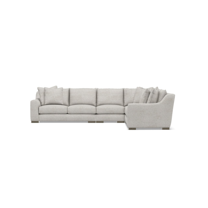 Sectional, Light Gray Polyester, 35" H x  140" W x 110" D, Right Hand Facing