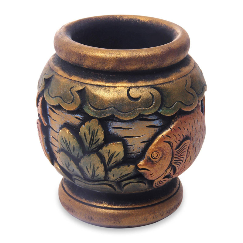 Vase de table acajou poisson rouge Firdaws