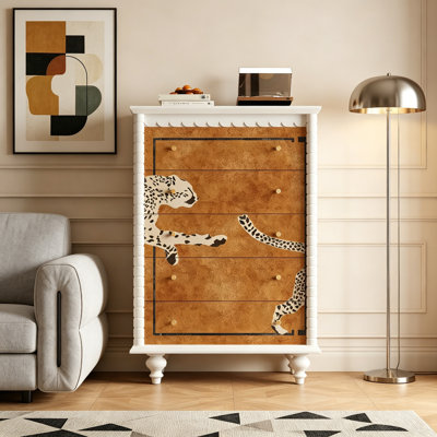 Commode à 5 tiroirs en bois massif de qualité supérieure pour le rangement à la maison