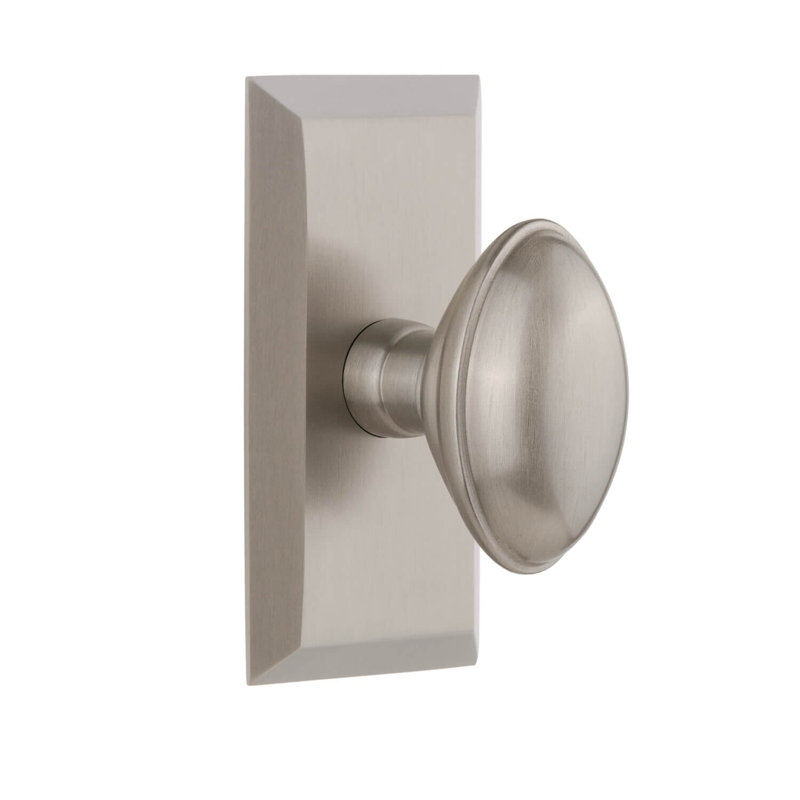 Grandeur Concealed Screw Mechanism Oval Knob with Rectangle Rosette, Satin Nickel