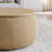 Round Storage Ottoman, Woven Rattan Fabric Ottoman, 2 In 1 Function, Work As End Table And Ottoman,With Small Seat-Nature(25"X25"X14.7")-1108575535