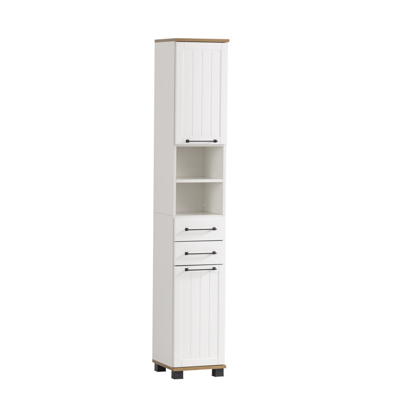 Alapaha Freestanding Bathroom Cabinet, Matt white/Oak