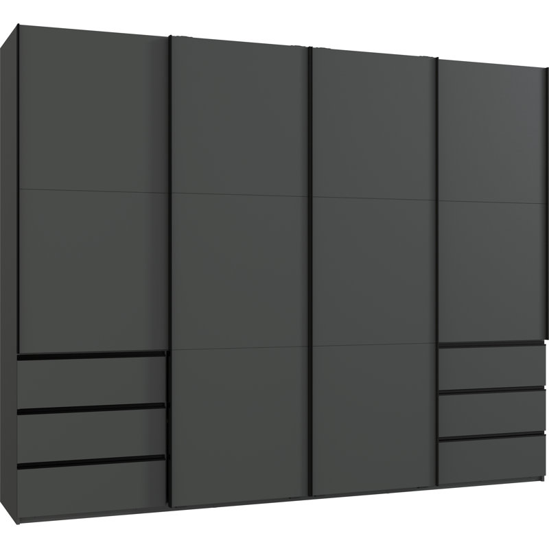 Guardino 4 Door Wardrobe, 236cm H x 300cm W x 65cm D, Graphite
