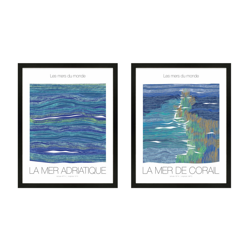 «Kess Adriatique and Corail», impression sur papier 2 pièces par Jacques Pilon, H 30 po x l 24 po x P 1,25 po